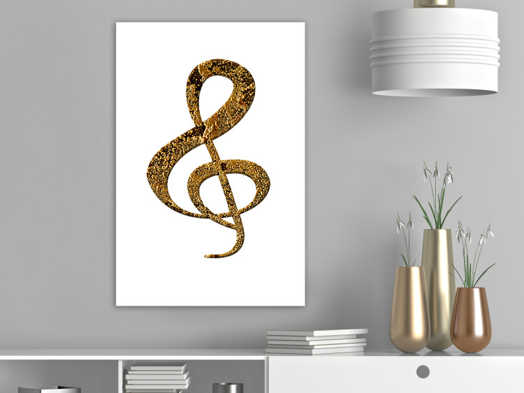 Canvas Art Print Treble clef - a golden musical sign with a unique structure 118302 additionalImage 3