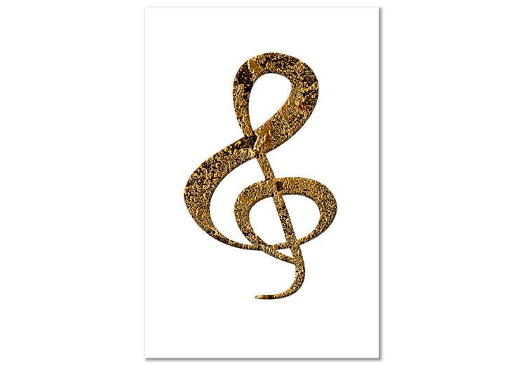 Canvas Art Print Treble clef - a golden musical sign with a unique structure 118302
