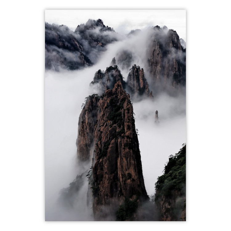 Wall Poster Rocks in the Clouds - Scandinavian landscape with mountains in fog 118502