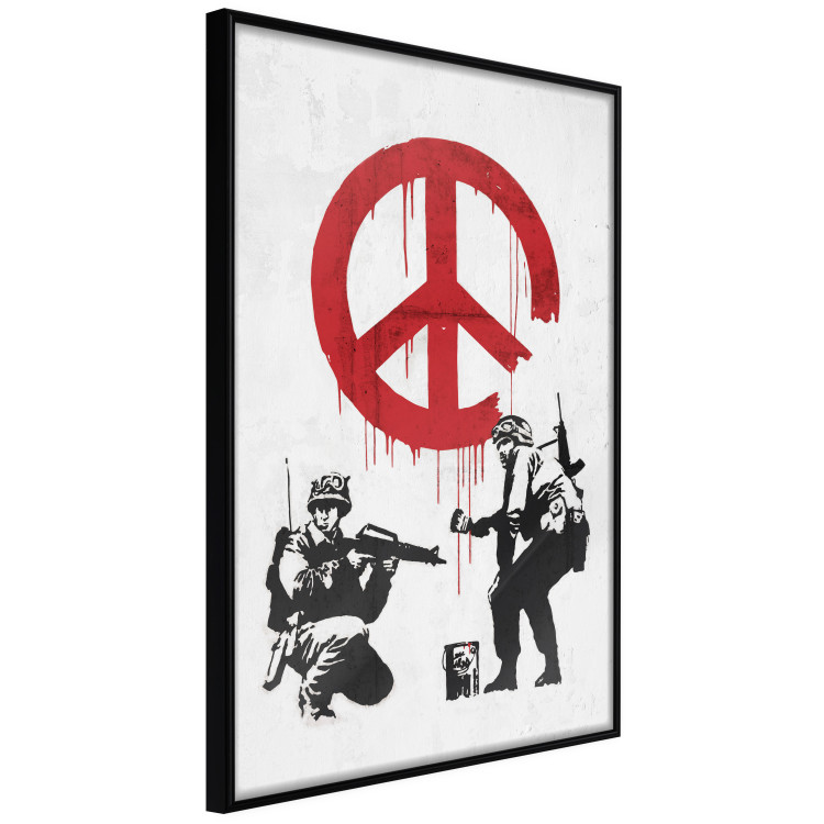 Wall Poster War and Peace - Banksy-style mural with soldiers and a red pacifier 119202 additionalImage 10