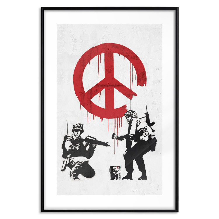 Wall Poster War and Peace - Banksy-style mural with soldiers and a red pacifier 119202 additionalImage 15