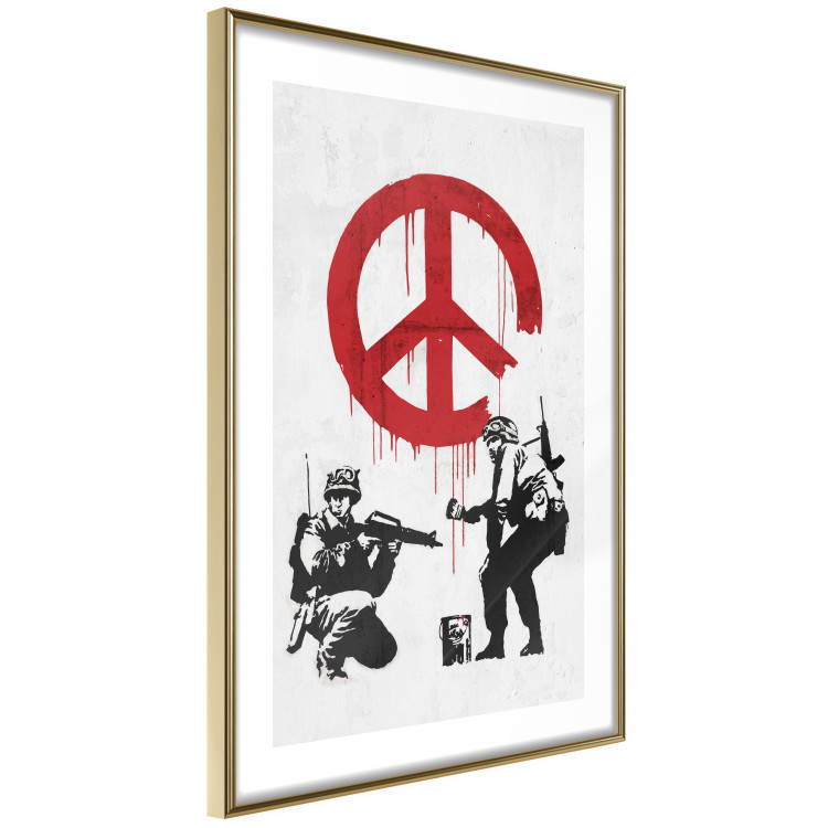 Wall Poster War and Peace - Banksy-style mural with soldiers and a red pacifier 119202 additionalImage 6