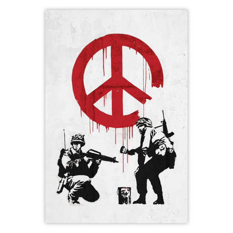 Wall Poster War and Peace - Banksy-style mural with soldiers and a red pacifier 119202