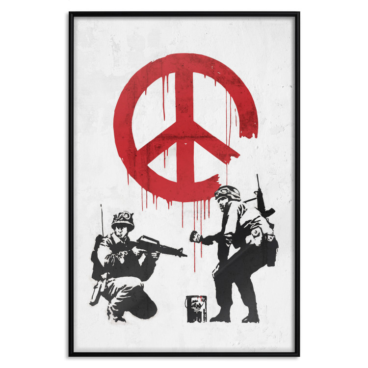 Wall Poster War and Peace - Banksy-style mural with soldiers and a red pacifier 119202 additionalImage 18