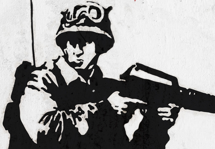 Wall Poster War and Peace - Banksy-style mural with soldiers and a red pacifier 119202 additionalImage 8
