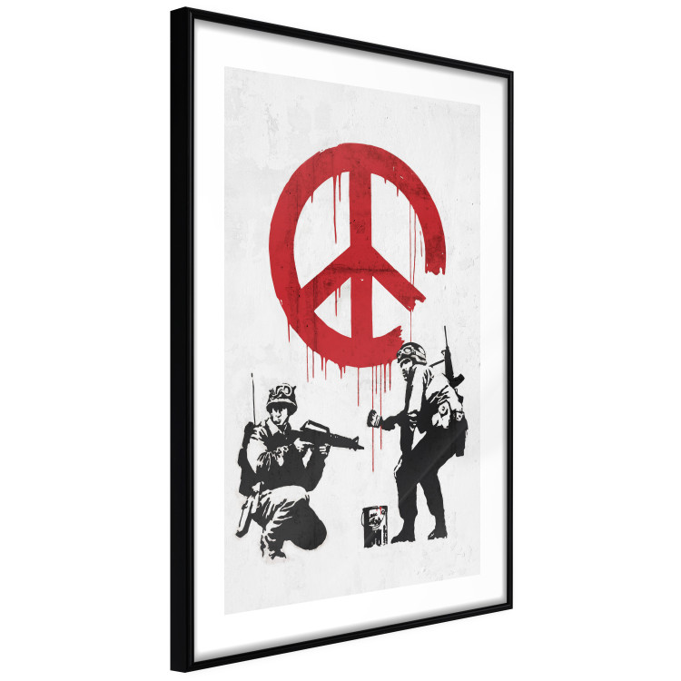 Wall Poster War and Peace - Banksy-style mural with soldiers and a red pacifier 119202 additionalImage 11