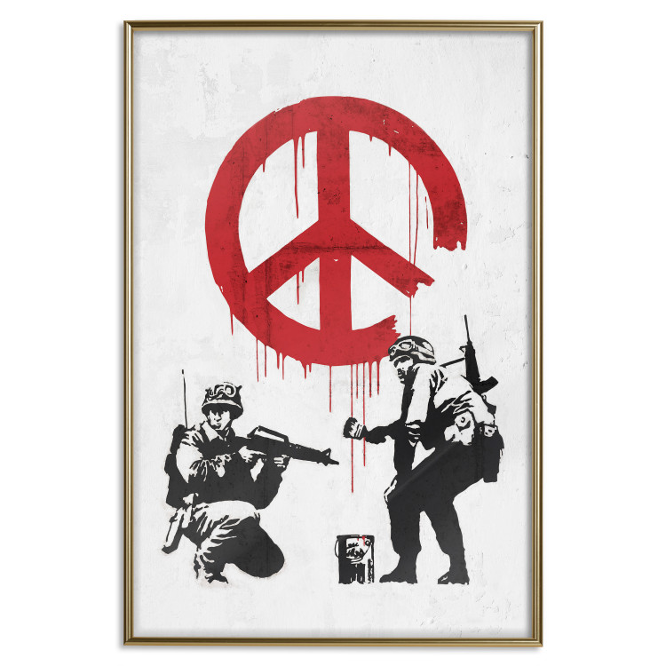 Wall Poster War and Peace - Banksy-style mural with soldiers and a red pacifier 119202 additionalImage 16
