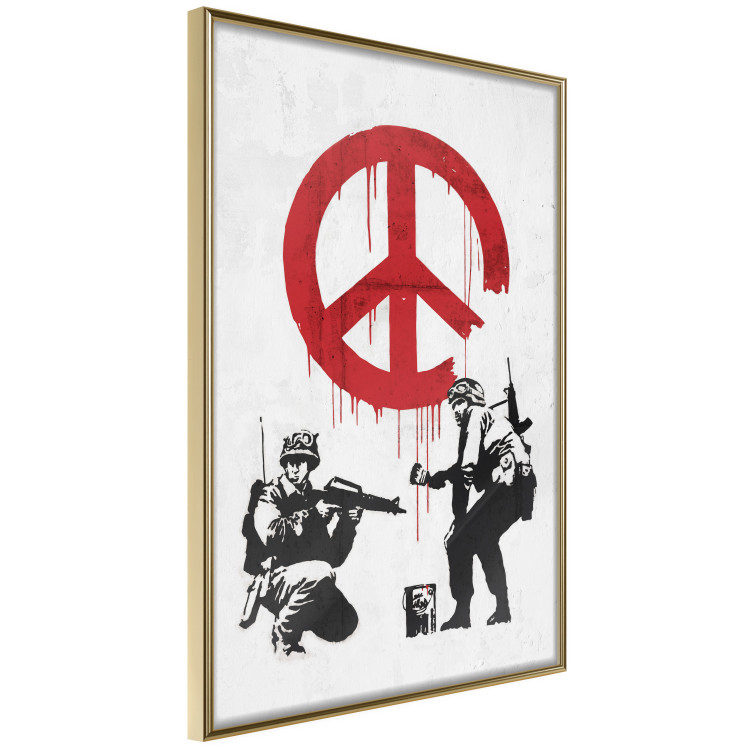Wall Poster War and Peace - Banksy-style mural with soldiers and a red pacifier 119202 additionalImage 12