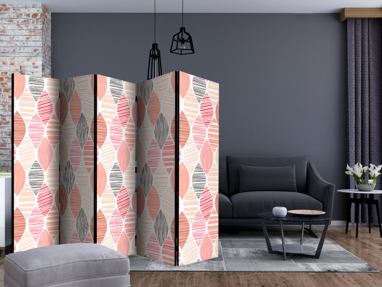 Folding Screen Spring Leaves II - striped geometric shapes in pastel colors 123002 additionalImage 4
