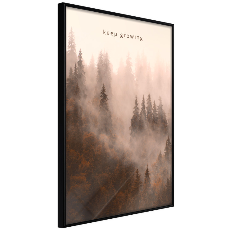 Poster Keep Growing - English inscriptions and forest landscape with trees in fog 127902 additionalImage 13
