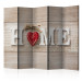 Folding Screen Heart of Home (5-piece) - English text on light brown wood 128802