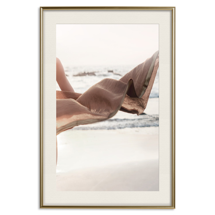Wall Poster Dreamy Gust - seascape with a piece of a woman's dress blowing in the wind 129502 additionalImage 20