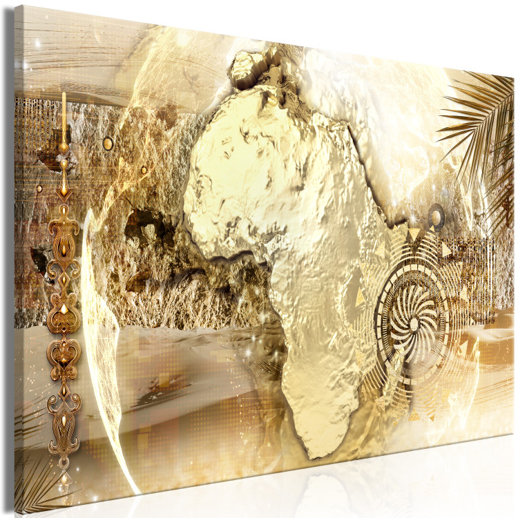 Canvas Print Golden Continent (1-piece) Wide - abstract golden continent 129902 additionalImage 2