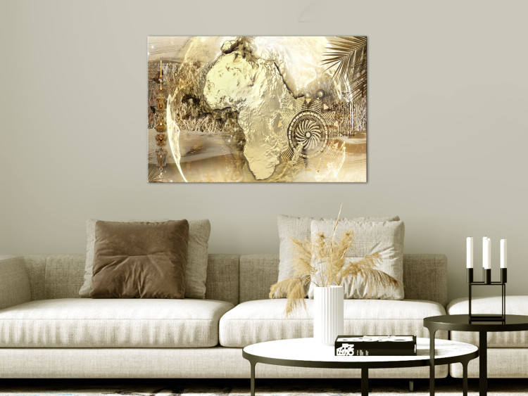Canvas Print Golden Continent (1-piece) Wide - abstract golden continent 129902 additionalImage 3
