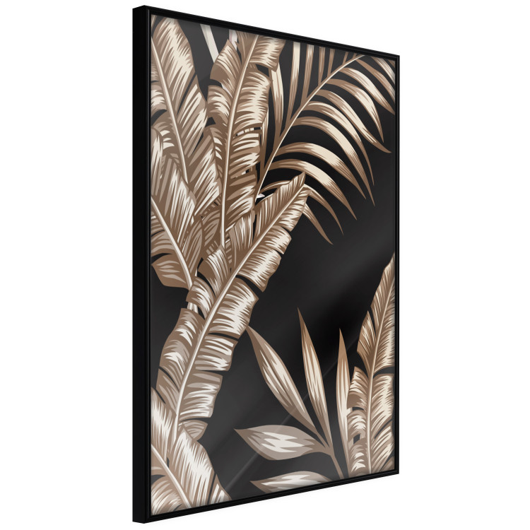 Poster Golden Island - composition of tropical plant leaves on a black background 131802 additionalImage 13