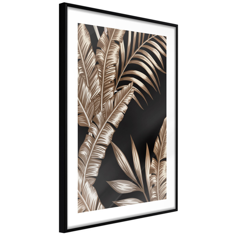 Poster Golden Island - composition of tropical plant leaves on a black background 131802 additionalImage 8