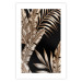 Poster Golden Island - composition of tropical plant leaves on a black background 131802 additionalThumb 25
