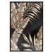 Poster Golden Island - composition of tropical plant leaves on a black background 131802 additionalThumb 18