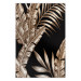 Poster Golden Island - composition of tropical plant leaves on a black background 131802