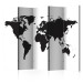Folding Screen Black and White World II (5-piece) - world map with black continents 132702