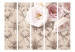 Room Separator Romantic Beige II (5-piece) - light pink roses on a decorative background 132802 additionalThumb 3