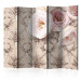 Room Separator Romantic Beige II (5-piece) - light pink roses on a decorative background 132802