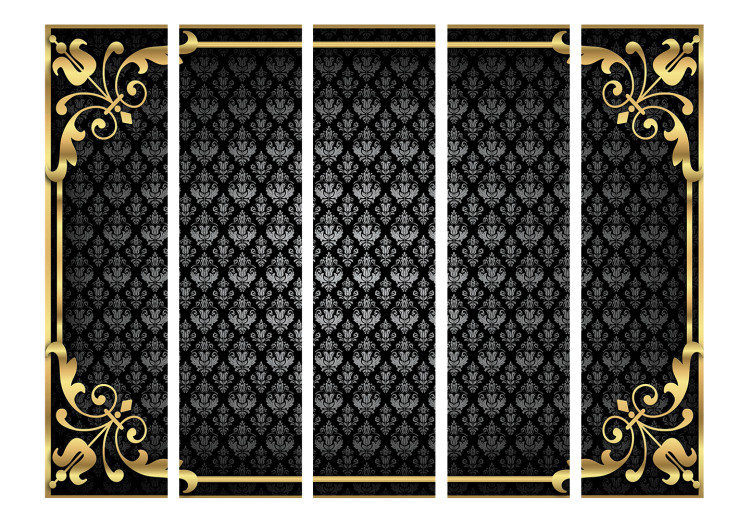 Room Divider Screen Touch of Luxury II (5-piece) - elegant background with golden ornaments 132902 additionalImage 3