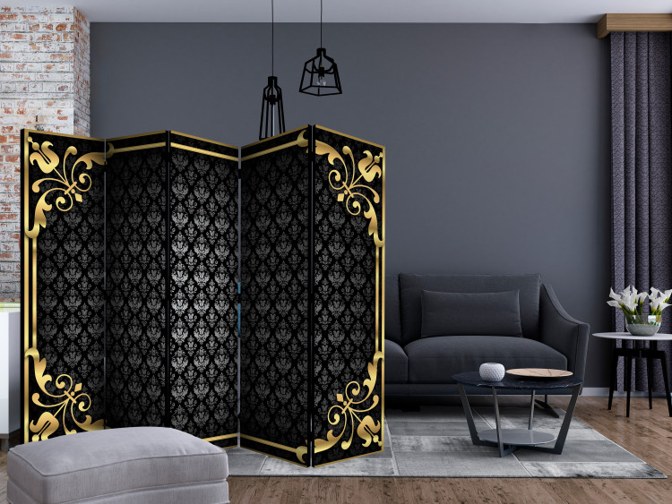 Room Divider Screen Touch of Luxury II (5-piece) - elegant background with golden ornaments 132902 additionalImage 4