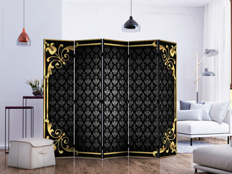 Room Divider Screen Touch of Luxury II (5-piece) - elegant background with golden ornaments 132902 additionalImage 2