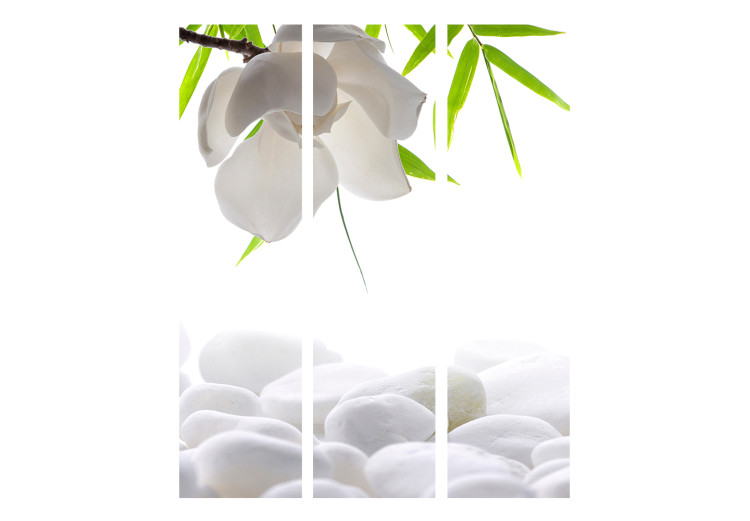 Room Divider Lake of Silence (3-piece) - white stones and nature in zen style 133102 additionalImage 3