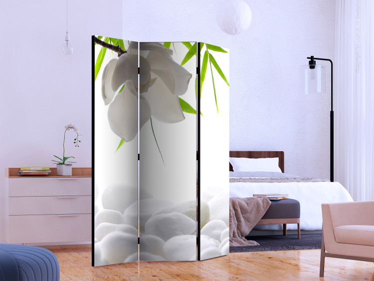 Room Divider Lake of Silence (3-piece) - white stones and nature in zen style 133102 additionalImage 2
