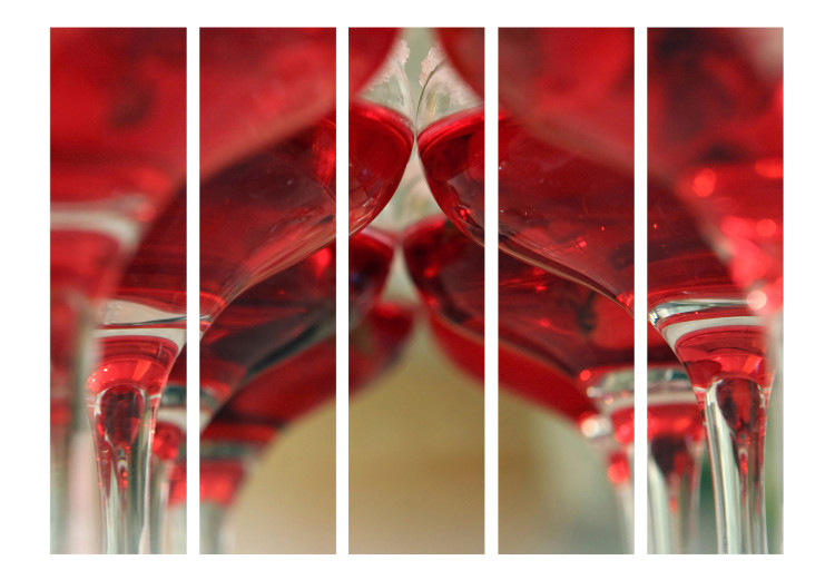 Room Separator Wine Bar II (5-piece) - scarlet wine in glass goblets 133302 additionalImage 3