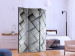 Folding Screen Gray 3D Background - texture of gray square tiles with 3D imitation 133602 additionalThumb 2