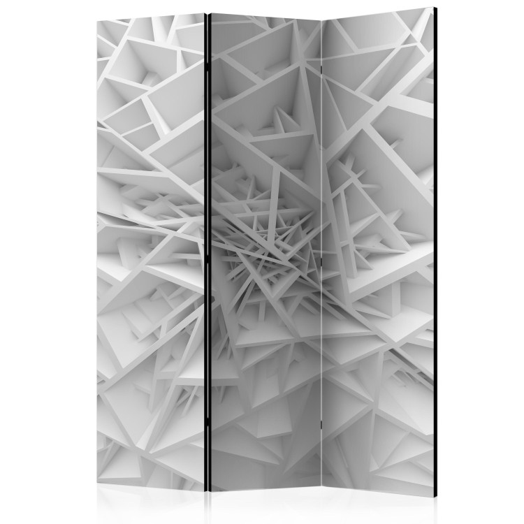 Folding Screen White Cobweb - abstract patterns of white geometric figures 133702