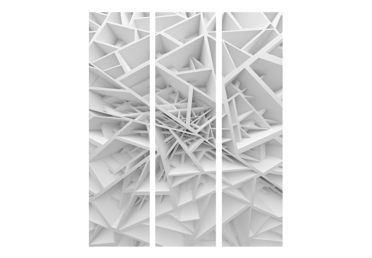 Folding Screen White Cobweb - abstract patterns of white geometric figures 133702 additionalImage 3