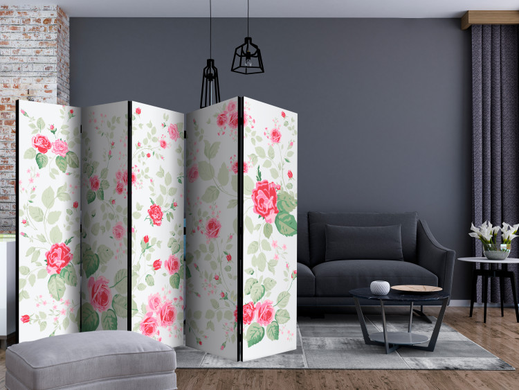 Room Divider Rosy Pleasures II - romantic pink flowers on a light background 133902 additionalImage 4