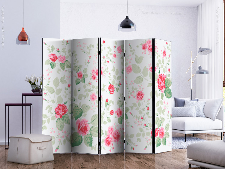 Room Divider Rosy Pleasures II - romantic pink flowers on a light background 133902 additionalImage 2