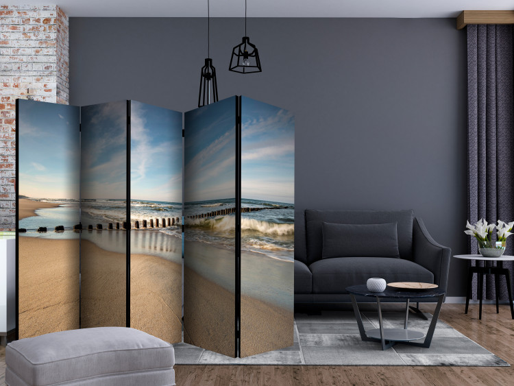 Room Divider Screen Sea Breeze II - seascape and beach landscape against a cloudy sky 134102 additionalImage 4