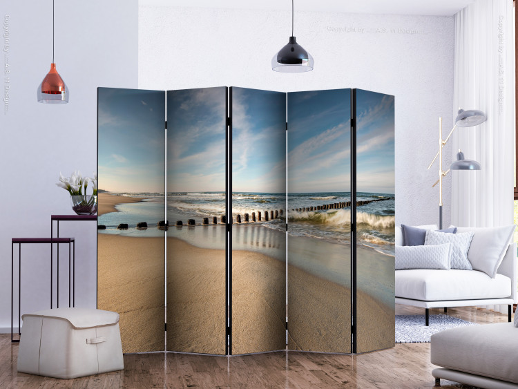 Room Divider Screen Sea Breeze II - seascape and beach landscape against a cloudy sky 134102 additionalImage 2