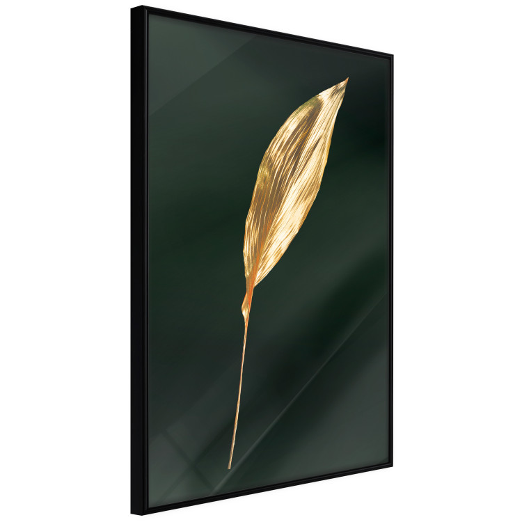 Poster Charming Leaf - golden leaf composition on a dark green background 135602 additionalImage 18