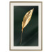 Poster Charming Leaf - golden leaf composition on a dark green background 135602 additionalThumb 5