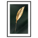 Poster Charming Leaf - golden leaf composition on a dark green background 135602 additionalThumb 6