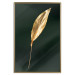 Poster Charming Leaf - golden leaf composition on a dark green background 135602 additionalThumb 9