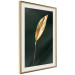 Poster Charming Leaf - golden leaf composition on a dark green background 135602 additionalThumb 21