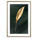 Poster Charming Leaf - golden leaf composition on a dark green background 135602 additionalThumb 7