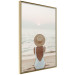Wall Poster Beach Rest - woman sitting on the sand with sunset in the background 135902 additionalThumb 8
