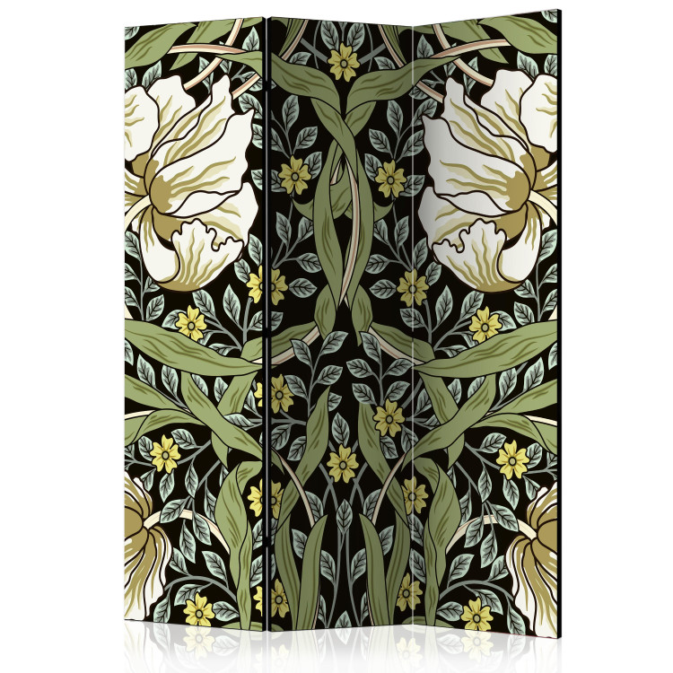 Room Divider Beauty of Sketch (3-piece) - unique composition of plants and flowers 136102