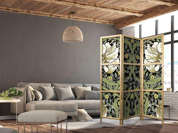 Room Divider Beauty of Sketch (3-piece) - unique composition of plants and flowers 136102 additionalImage 6
