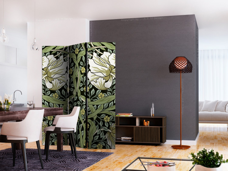 Room Divider Beauty of Sketch (3-piece) - unique composition of plants and flowers 136102 additionalImage 2