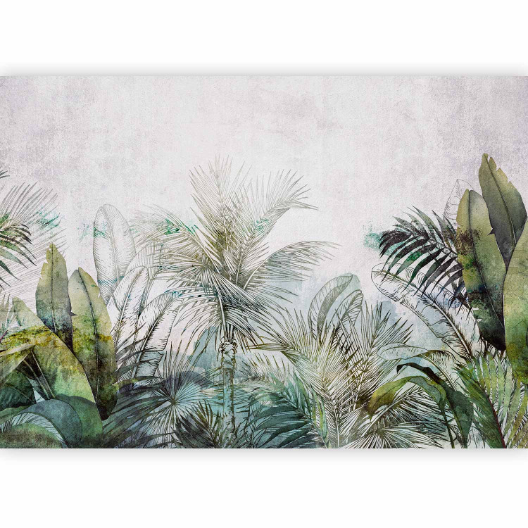 Photo Wallpaper Jungle - exotic composition with tropical nature with leaves and palm trees 136502 additionalImage 1